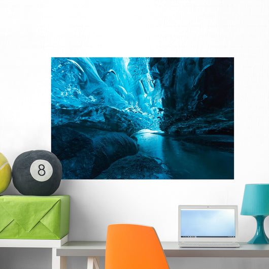 Big ice cave a at Vatnajokull glacier, Iceland Wall Mural