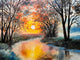 oil painting on canvas - the river Wall Mural