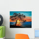 oil painting on canvas - tree near the lake at sunset Wall Mural