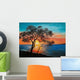 oil painting on canvas - tree near the lake at sunset Wall Mural