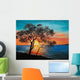 oil painting on canvas - tree near the lake at sunset Wall Mural