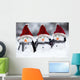 Snowmen with Christmas hats Wall Mural