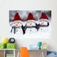 Snowmen with Christmas hats Wall Mural