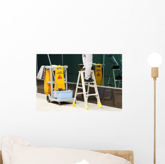 Cleaning stair Wall Mural