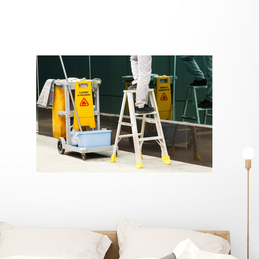 Cleaning stair Wall Mural