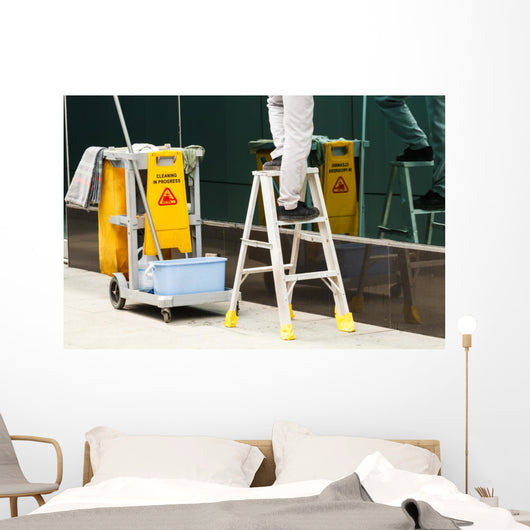 Cleaning stair Wall Mural