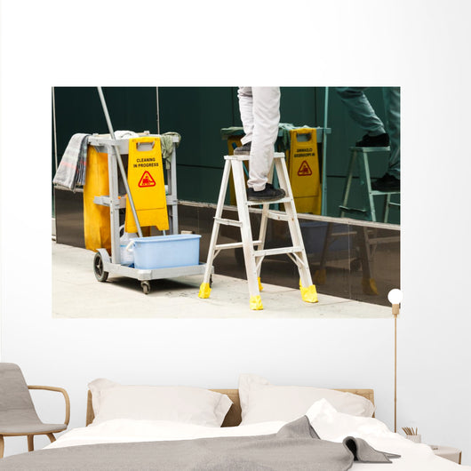 Cleaning stair Wall Mural