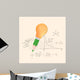 Pencil and lightbulb with math calculations vector illustration. Wall Mural