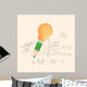 Pencil and lightbulb with math calculations vector illustration. Wall Mural