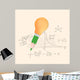 Pencil and lightbulb with math calculations vector illustration. Wall Mural