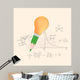 Pencil and lightbulb with math calculations vector illustration. Wall Mural