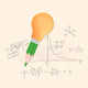 Pencil and lightbulb with math calculations vector illustration. Wall Mural