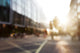 people in bokeh, street of London Wall Mural