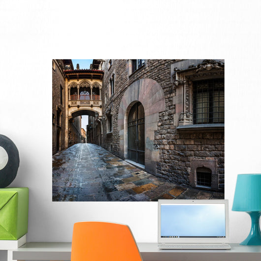 Barri Gothic Quarter and Bridge of Sighs in Barcelona, Catalonia Wall Mural