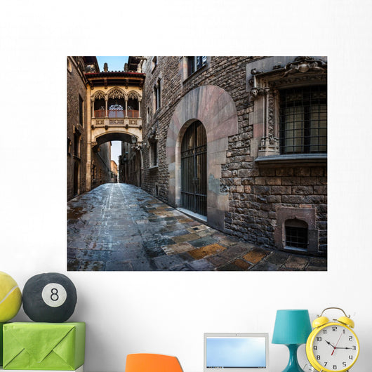 Barri Gothic Quarter and Bridge of Sighs in Barcelona, Catalonia Wall Mural