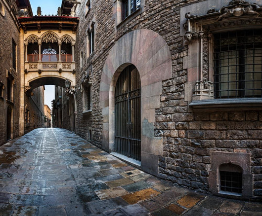 Barri Gothic Quarter and Bridge of Sighs in Barcelona, Catalonia Wall Mural