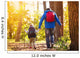 Father and son walking in autumn forest Wall Mural