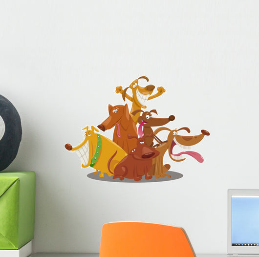 Playful Dogs Group Cartoon Wall Decal