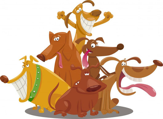 playful dogs group cartoon illustration Wall Decal