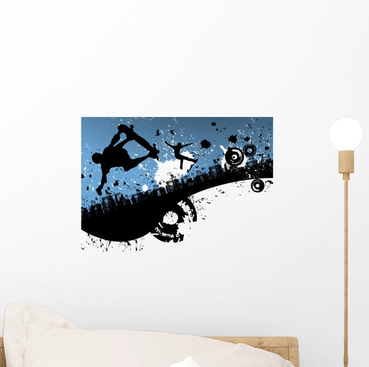 Skateboard City Background Wall Mural
