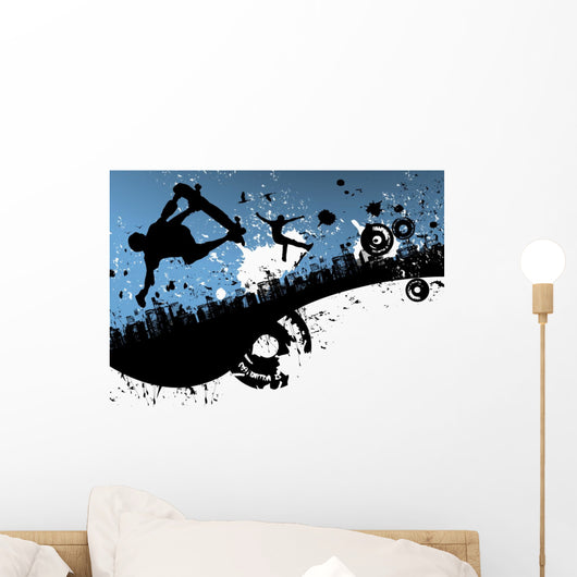Skateboard City Background Wall Mural