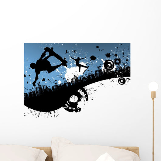 Skateboard City Background Wall Mural
