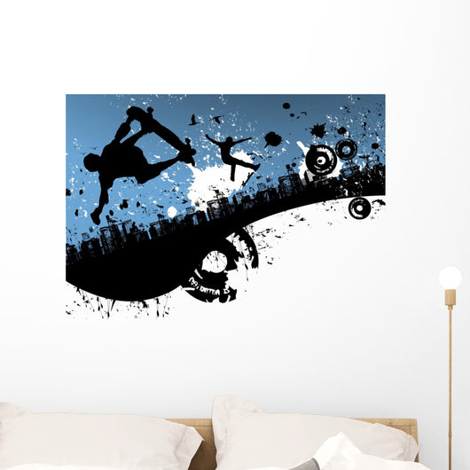 Skateboard City Background Wall Mural