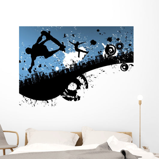 Skateboard City Background Wall Mural
