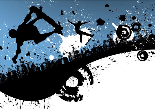 Skateboard City Background Wall Mural