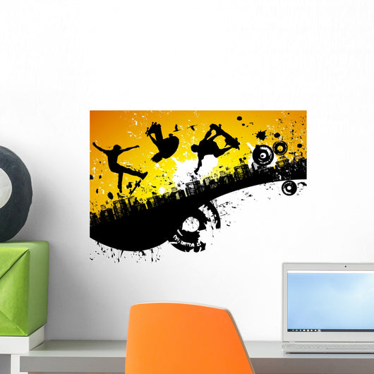 Skateboard City Background Wall Mural