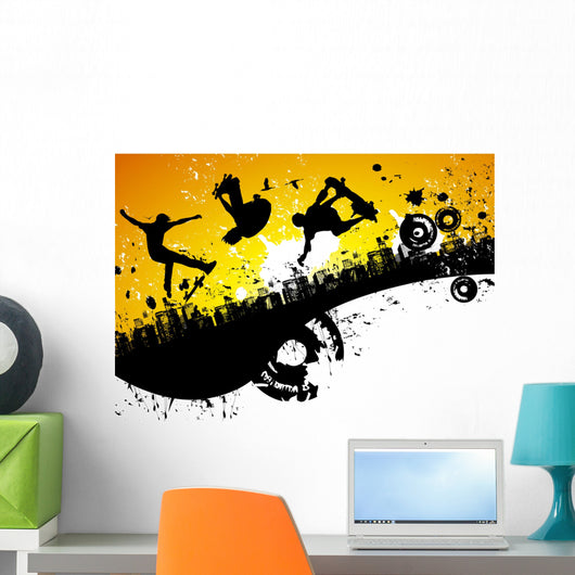 Skateboard City Background Wall Mural