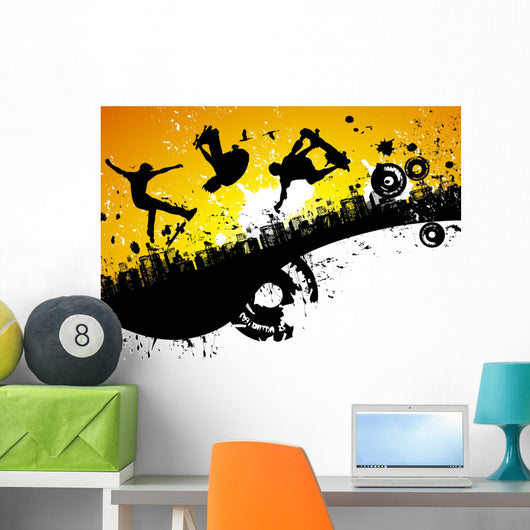 Skateboard City Background Wall Mural