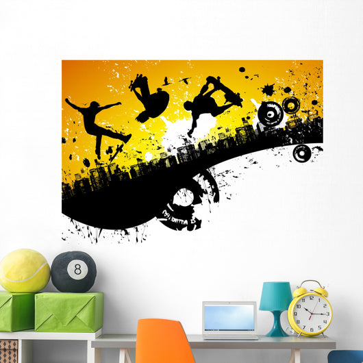 Skateboard City Background Wall Mural