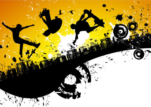 Skateboard City Background Wall Mural