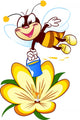 cartoon bee on a flower Wall Decal