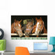 Warm blood purebred mares looking over the barn door Wall Mural