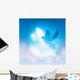 Illustrated Dove Silhouette and Soft Bokeh Lights Wall Mural