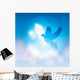 Illustrated Dove Silhouette and Soft Bokeh Lights Wall Mural