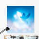 Illustrated Dove Silhouette and Soft Bokeh Lights Wall Mural