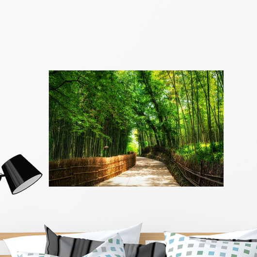 A small road through the bamboo forest. Wall Mural