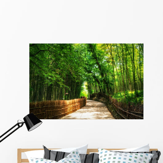 A small road through the bamboo forest. Wall Mural