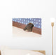 Common house mouse  looks out from a mink in the wall Wall Mural