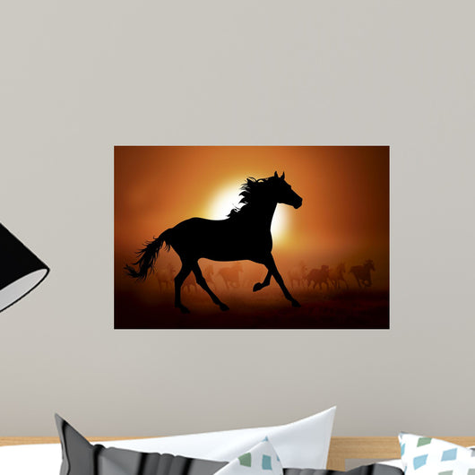 Silhouette of a horse in sunset Wall Mural