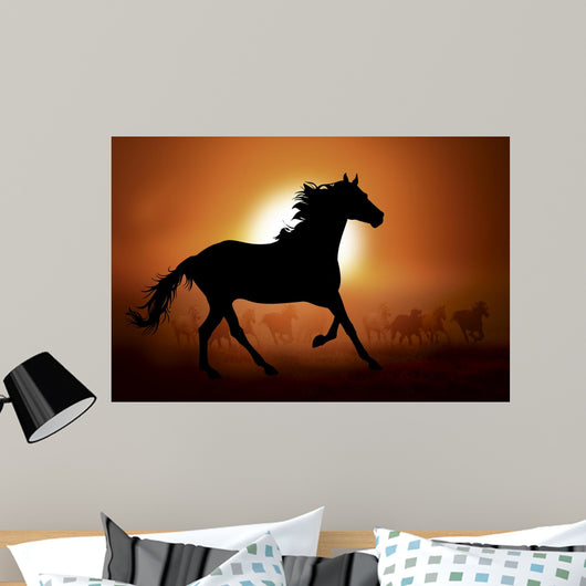 Silhouette of a horse in sunset Wall Mural