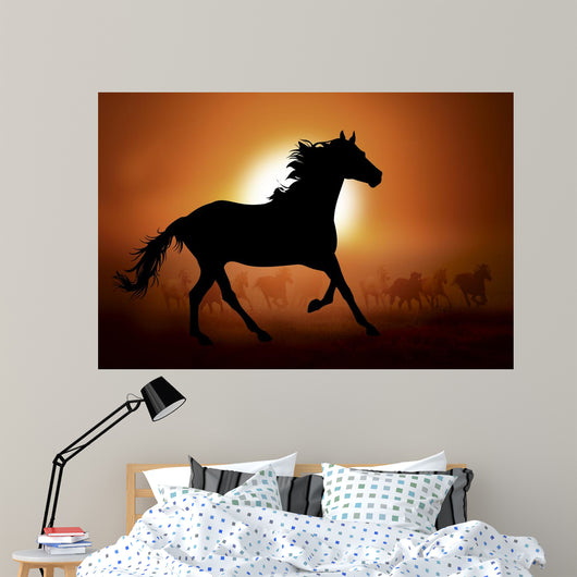 Silhouette of a horse in sunset Wall Mural