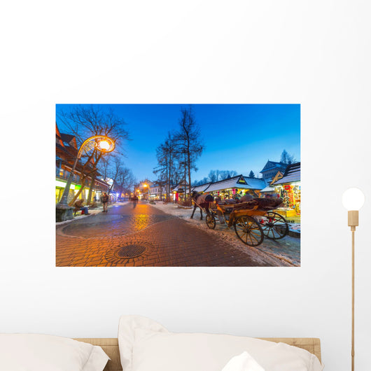 Famous Krupowki street in Zakopane, Poland Wall Mural