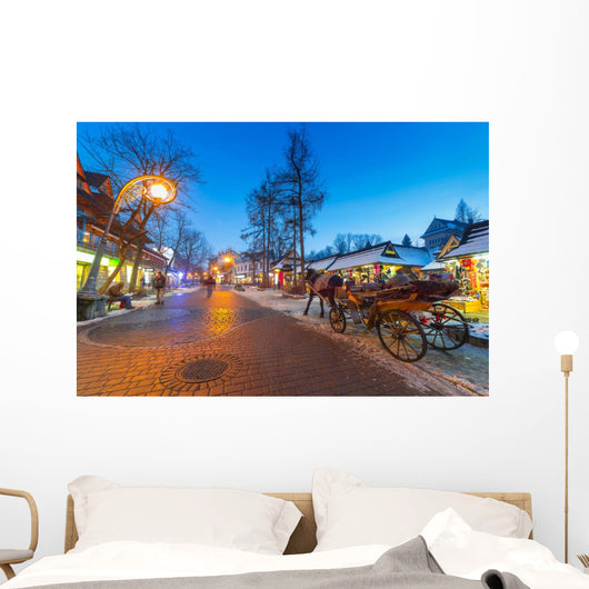 Famous Krupowki street in Zakopane, Poland Wall Mural