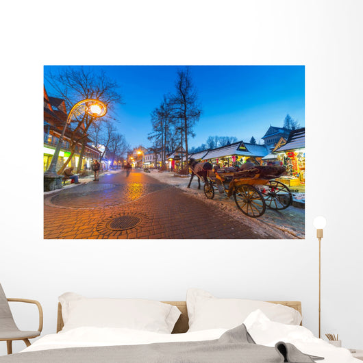 Famous Krupowki street in Zakopane, Poland Wall Mural
