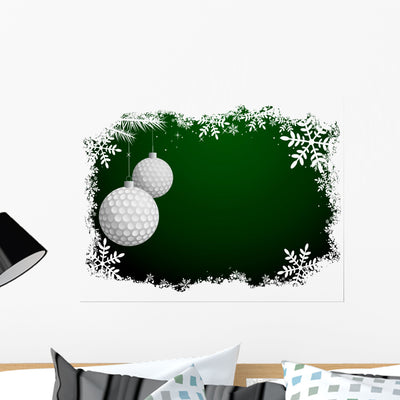 Golf Christmas Wall Decal shown on a wall