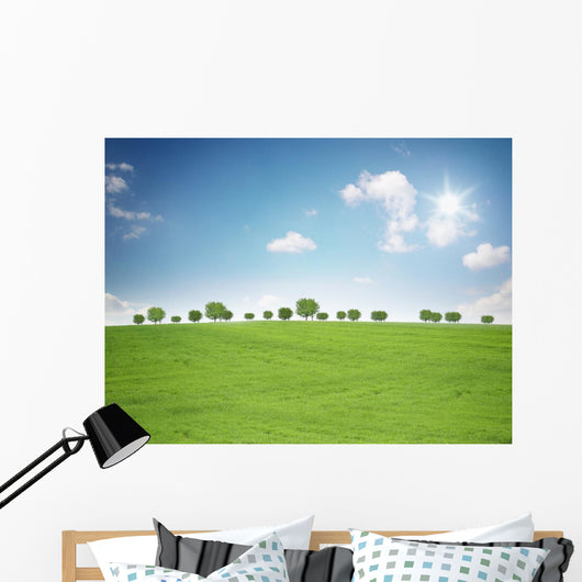 Landschaft mit Sonne Wall Mural